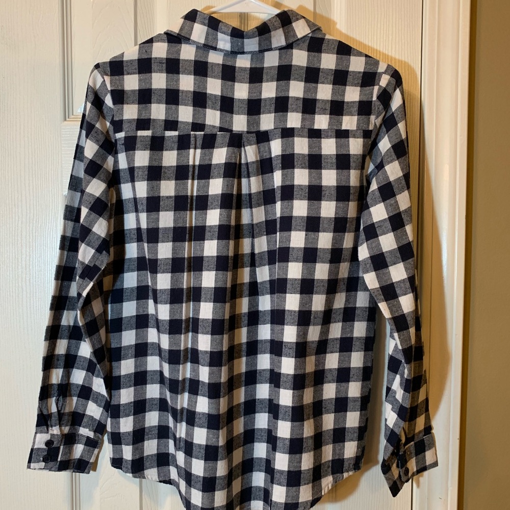 The Hanger, Navy check flannel shirt, Medium, EUC - Picture 3 of 3